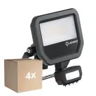 Confezione Multipack 4x Ledvance Proiettore LED Aluminium Nero 17W 2200lm 100D - 830 Luce Calda -  | IP65 - Sensore di Movimento e Luce - Simmetrico